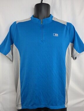 Nishiki Men's Blue Gray Cycling Jersey Quarter-Zip Size Large BM-3931